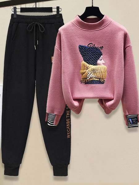 ピンク/スウェット+ブラック/パンツ