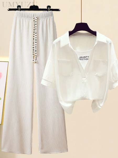 ホワイト/シャツ＋アイボリー/パンツ