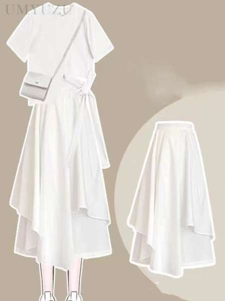 ホワイト/Ｔシャツ+ホワイト/スカート