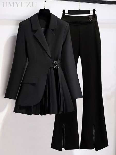 ブラック/スーツジャケット+ブラック/カジュアルパンツ/2点セット