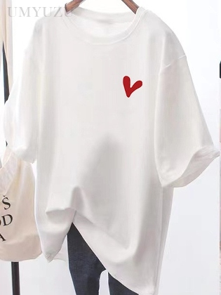 体型を問わず プリント シンプル ファッション カジュアル プルオーバー ラウンドネック 半袖 レディース 春夏 Tシャツ