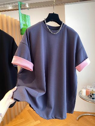 「配色」3カラー展開 ファッション シンプル 半袖 ラウンドネック 切り替え レディース Tシャツ