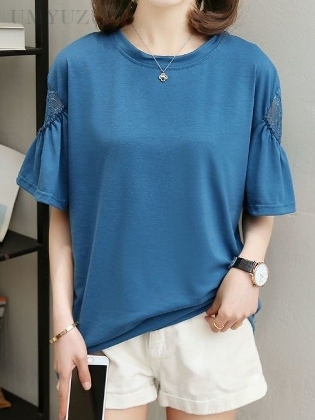 全4色 インナーと してもおすすめ 大流行新作 個性的なデザインフレア袖 春夏 Tシャツ