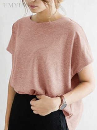 「着痩せ効果」無地 通勤 ファッション カジュアル ラウンドネック 半袖 シンプル 夏 Tシャツ